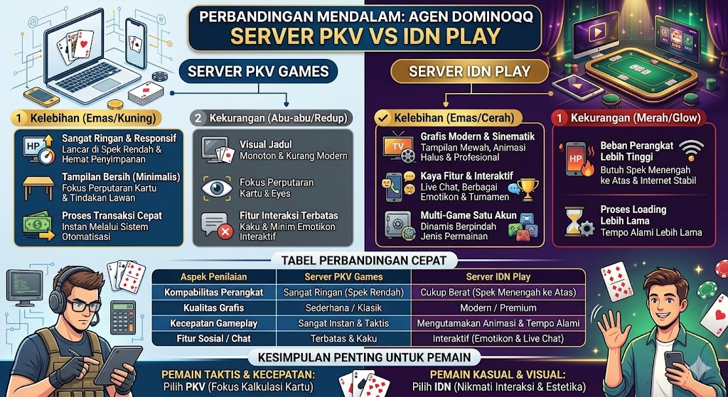 Kelebihan dan Kekurangan Agen DominoQQ Server PKV vs IDN Play: Perbandingan Lengkap